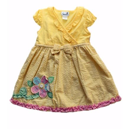 Checkered Floral Dress - Yellow