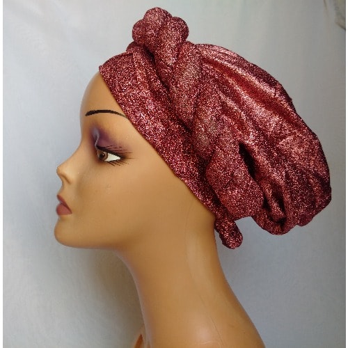 Bedazzled Stylish Twist Design Turban Cap - Onion Purple