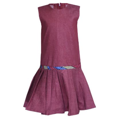 Denim Dress With Ankara Detail