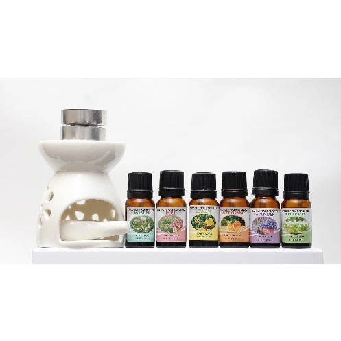 Oil Burner + 6 Fragrance Oils + 10 Tealights