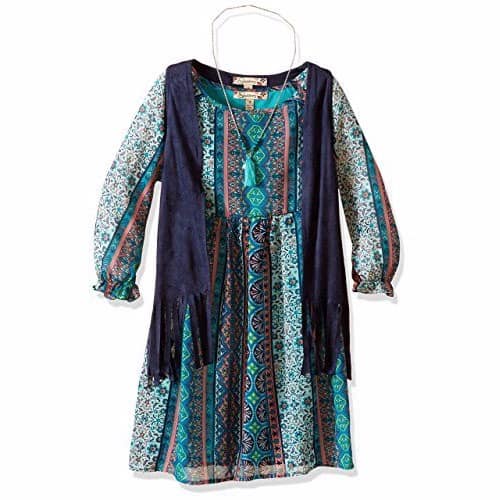 2-Piece Chiffon Vest Dress Set - Navy Multicolour