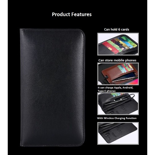 Wallet With Power Bank - Black