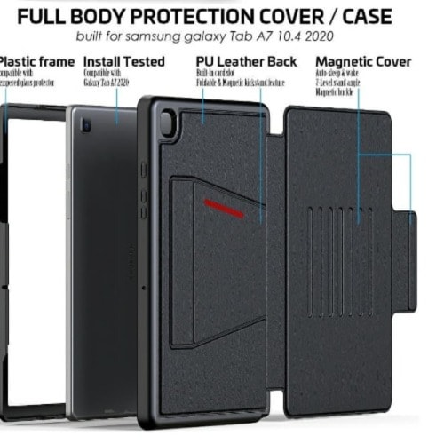 Rugged Full Body Leather Shockproof Magnetic Case For Samsung Tab A7 10.4" 2020 T500