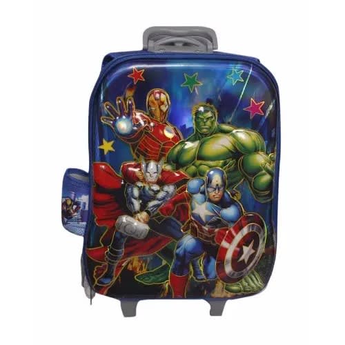 Marvel Avenger 3d Trolley School Bag With Backpack - Blue