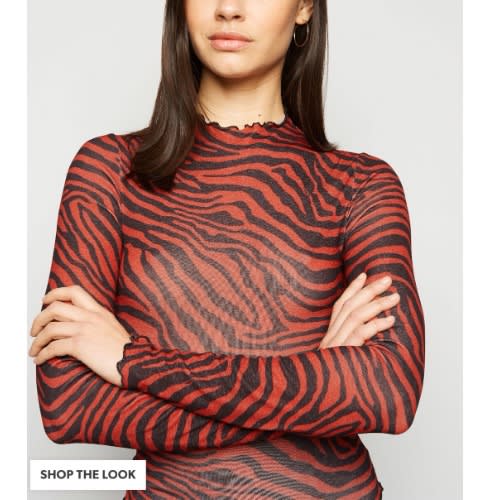 Long Sleeve Animal Thick N Thin Stripe Top - Wine/Black
