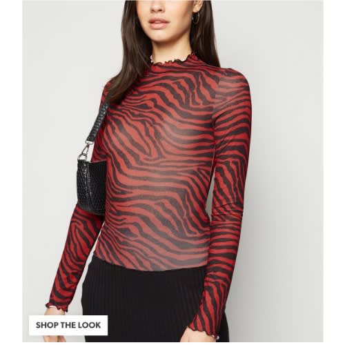 Long Sleeve Animal Thick N Thin Stripe Top - Wine/Black