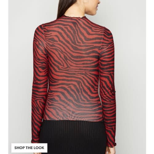 Long Sleeve Animal Thick N Thin Stripe Top - Wine/Black