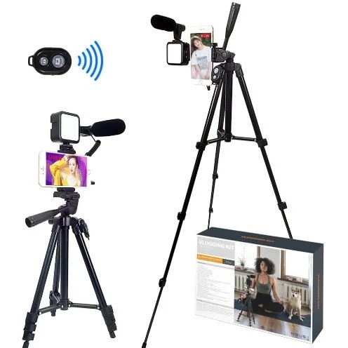 Broadcasting Microphone With 50' Tripod Vlogging Video Kit