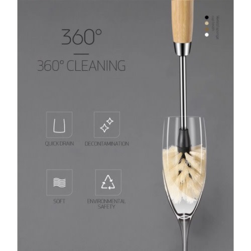 Eco Friendly Long Bamboo Bottle Brush With Free Long Straw Brush