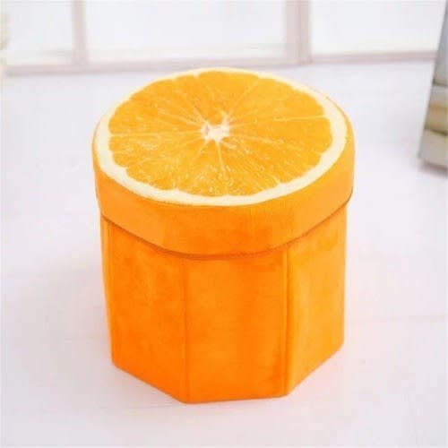 Fruit Folding Storage Box Footstool With Lid - Orange