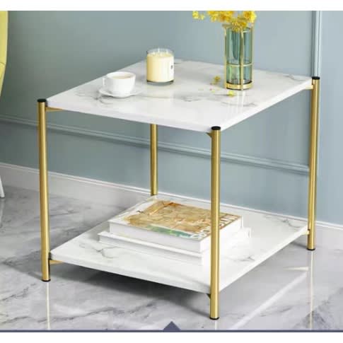 Squared Shape Console Marble Side Stool For Living Room