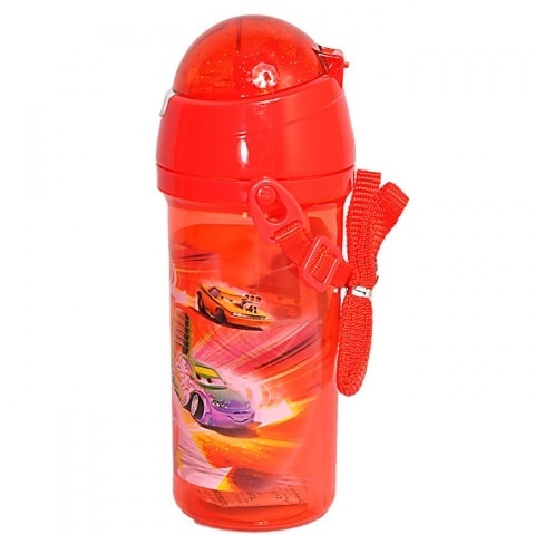 Cars Transparent Plastic Water Bottle - Red