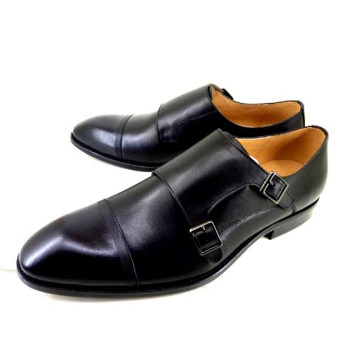 Mens Black Tokyo Double Buckle Leather Calf Monkstrap Shoe