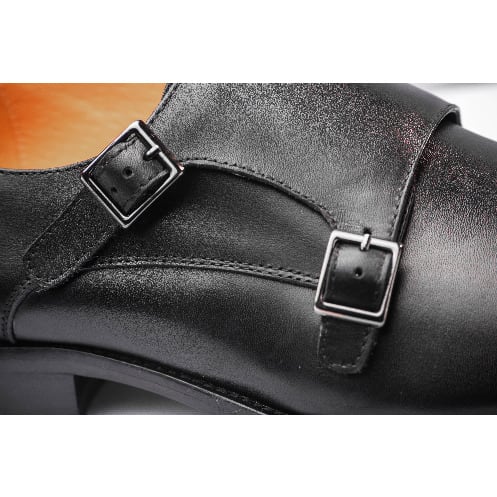 Mens Black Tokyo Double Buckle Leather Calf Monkstrap Shoe