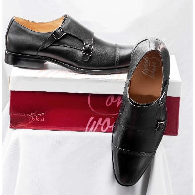 Mens Black Tokyo Double Buckle Leather Calf Monkstrap Shoe