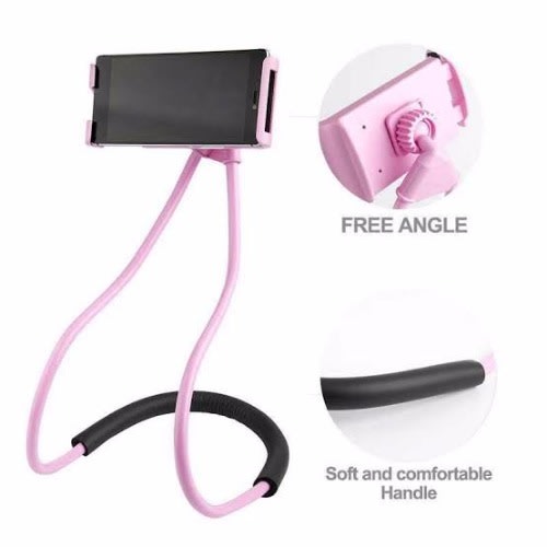 Lazy Phone Holder With Comfortable Neck Clamp - Pink