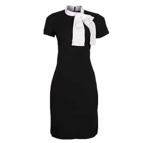 White Bow Necktie  Dress - Black