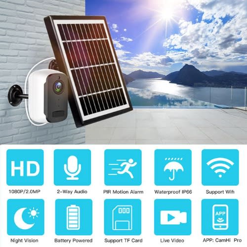 Solar Powered Cctv Wireless Wifi Ip Camera 1080p - 3mp