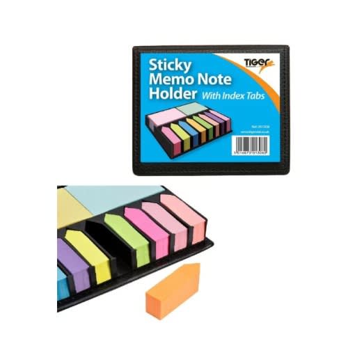 Sticky Memo Notes Holder With Index Tab Flags In Leather Like Case