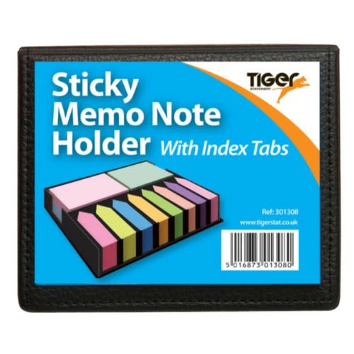 Sticky Memo Notes Holder With Index Tab Flags In Leather Like Case