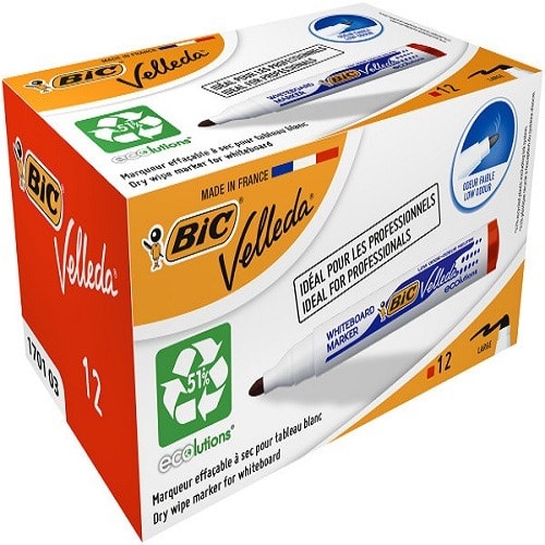 BIC -  Dry Wipe - Veleda 1701 - Box Of 12 Pieces - Red
