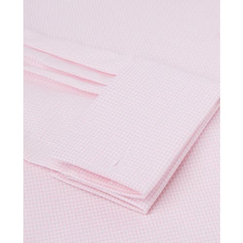 Slim Fit Pink Dogtooth Basket Weave Shirt – Double Cuff