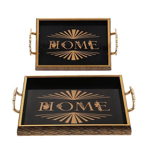 Home Decorative Tray - 2 Pieces - Bronze