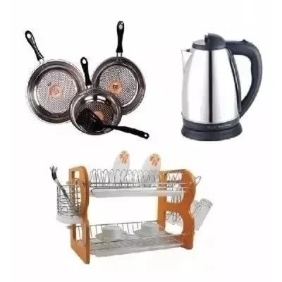 Special Fry Pan Set, Dish Rack And Electric Jug Bundle