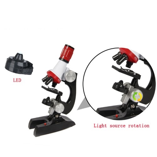 Biological Microscope Kit Lab Led 100x-400x-1200x Home Science Educational Toy For Kids