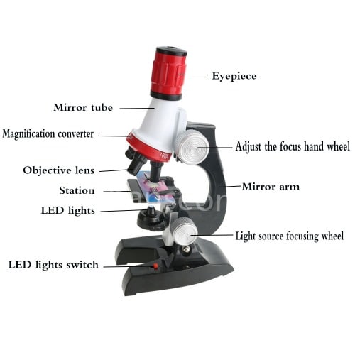 Biological Microscope Kit Lab Led 100x-400x-1200x Home Science Educational Toy For Kids