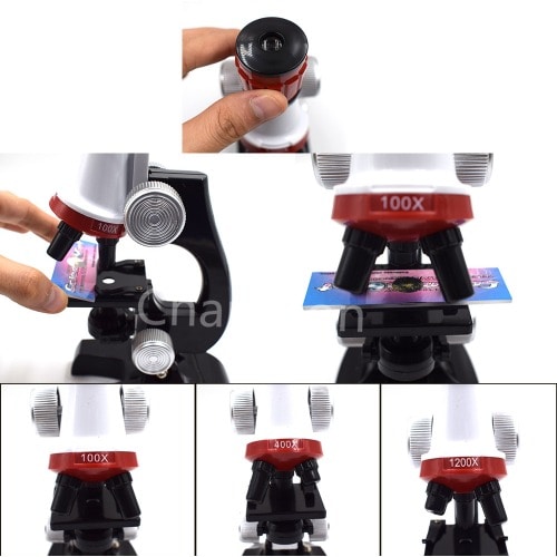 Biological Microscope Kit Lab Led 100x-400x-1200x Home Science Educational Toy For Kids