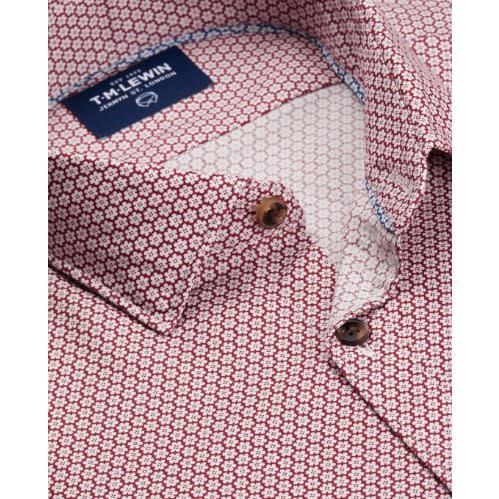 Floral Slim Fit Red Single Cuff Shirt