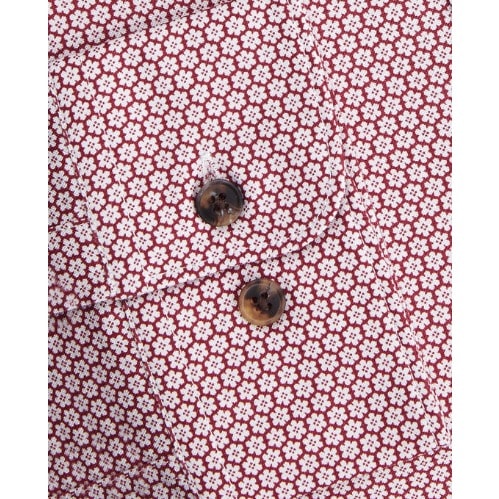Floral Slim Fit Red Single Cuff Shirt