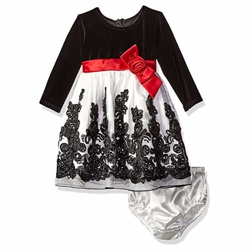Girl's Long Sleeve Stretch Velvet Party Dress