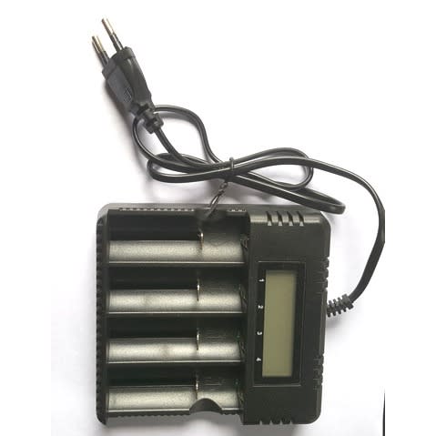 4 Slot Li-ion Battery Digital Display Charger + Lithium Ion Battery  3.7v - 4pcs Flat-head