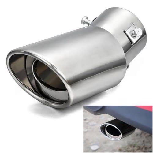 Car Universal Round Silver Stainless Exhaust Tail Muffler- 1pc