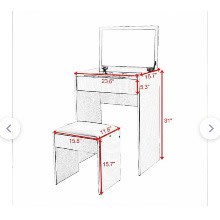 J Best Venture  Vanity Set With Stool & Mirror - White
