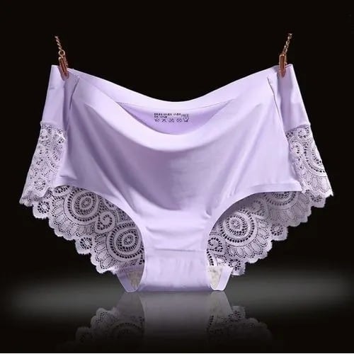 Women Underwear Seamless Silk Lace Panties - 4 Pieces