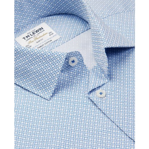Gyroscopic Print Slim Fit  Single Cuff Shirt - Blue