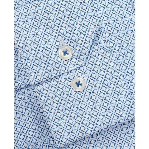 Gyroscopic Print Slim Fit  Single Cuff Shirt - Blue