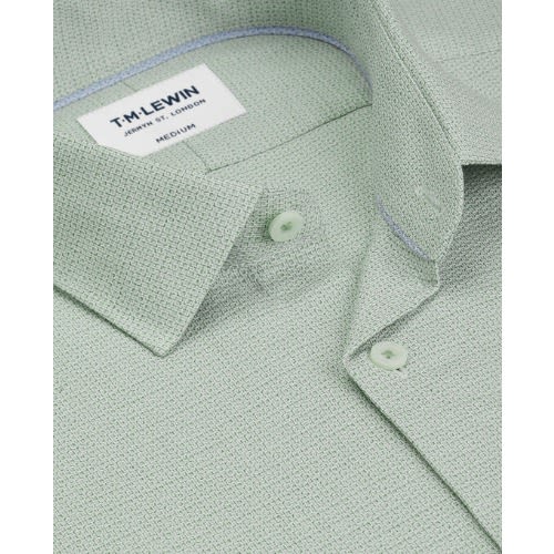 Men's Casual Textured Single Cuff Shirt - Green
