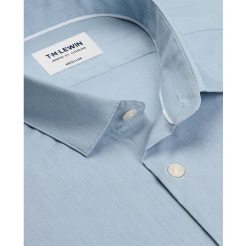 The Flex Slim Fit Petrol Blue Semi Plain Dash Button Cuff Shirt