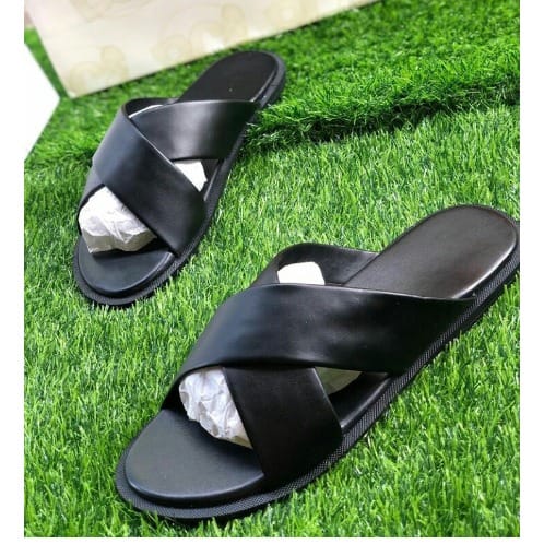 Classy Male Black Crossed Slippers