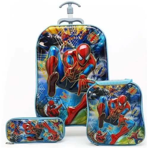 3 In 1 Kids Spider Man Trolley School Bags - 18