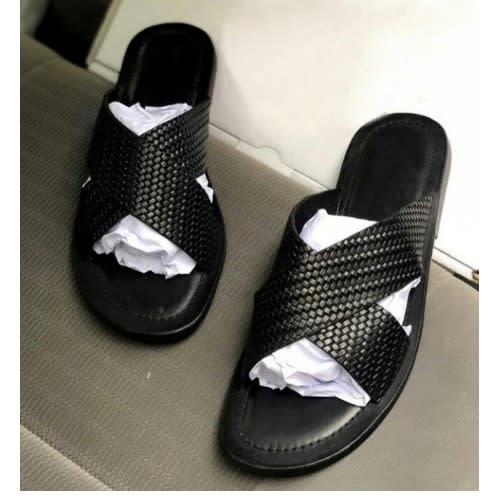 Men's Basket Criss-Cross Slippers - Black