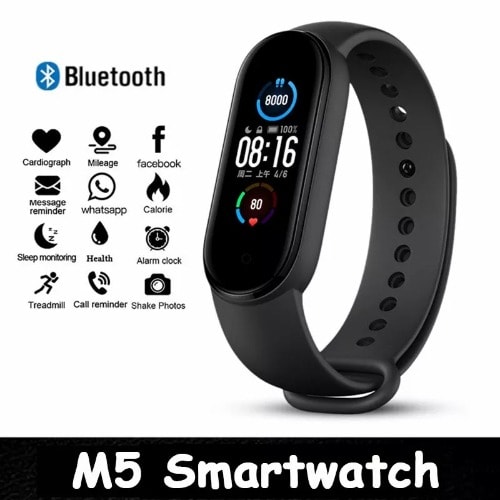 M5 Smart Watch Bracelet Fitness Tracker Black