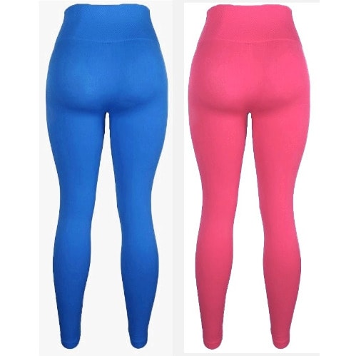 High Waist Ladies Leggings- Blue & Pink - 2Pieces