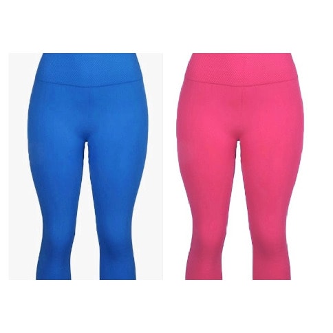 High Waist Ladies Leggings- Blue & Pink - 2Pieces