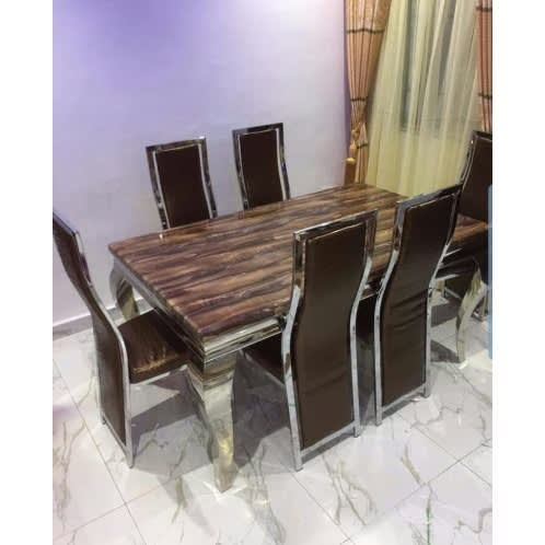 Marble Dining Table With 6 Sitting Chairs (Delivery Within Lagos Only)