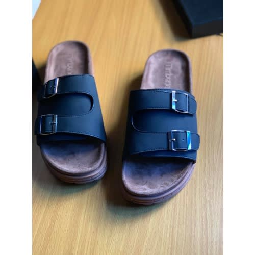 Men's Suede Slip On Slippers - Black